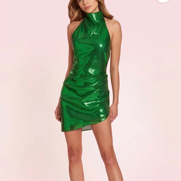BNWT Amanda Uprichard Samba Green sequin mini dress sz small - Picture 1 of 5